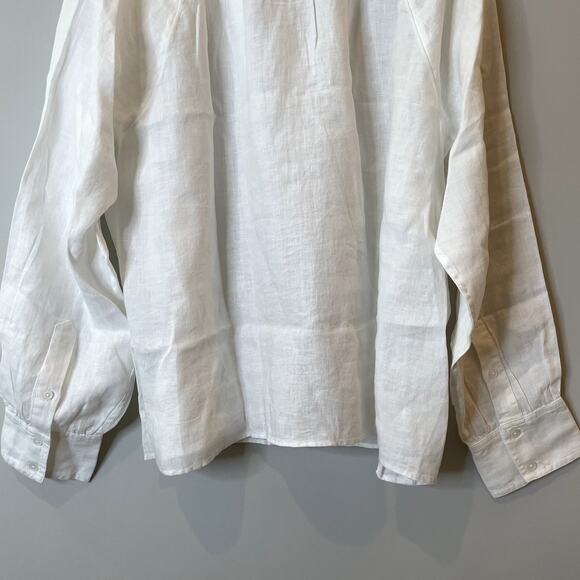 J.Crew Cabana Top Linen Shirt Breathable Date Vacation Trip Plus CI542 White 2X - Picture 12 of 16
